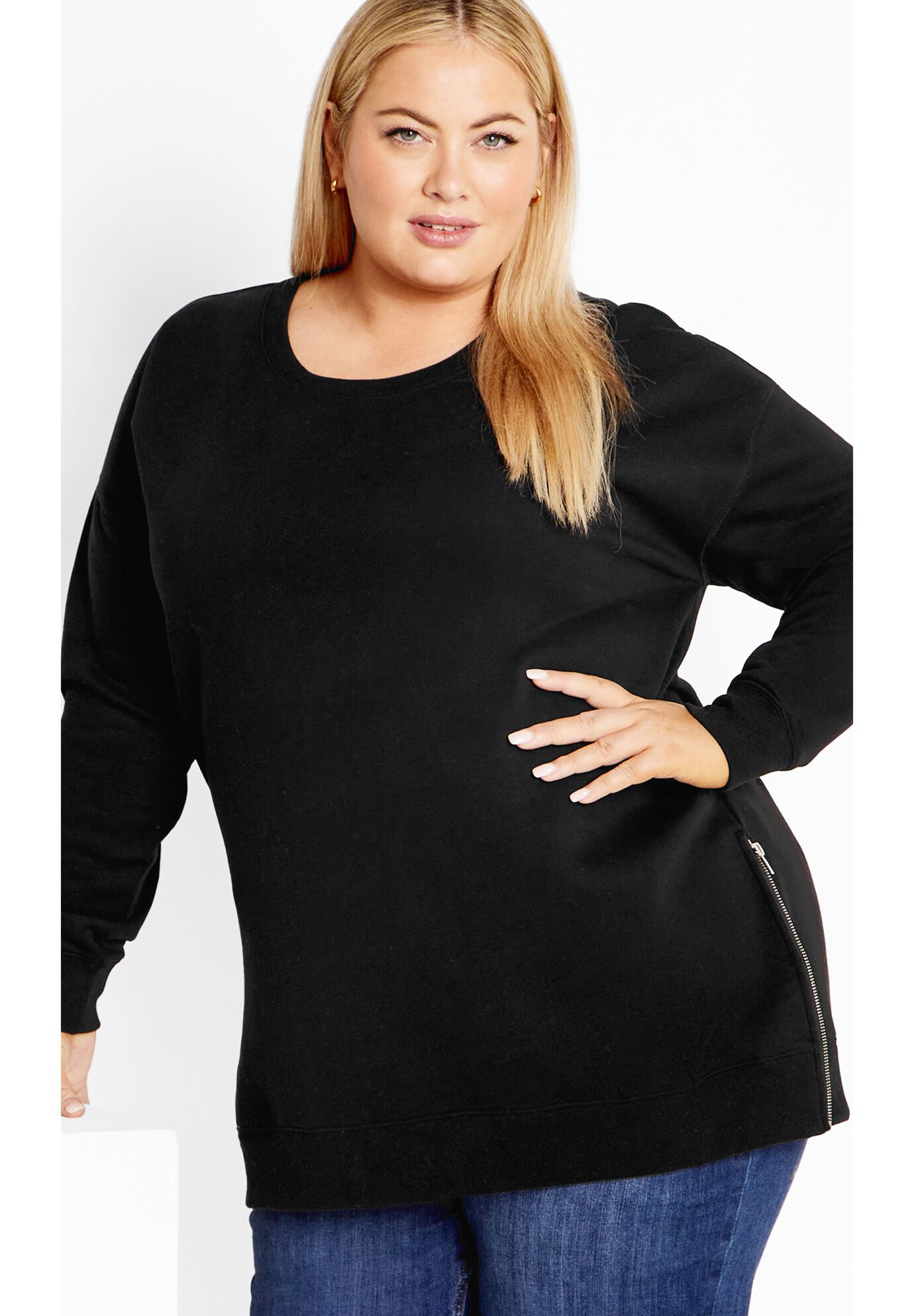 Jade Longline Zip Top, BLACK, hi-res image number 0