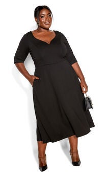 Cute Girl Elbow Sleeve Dress - black