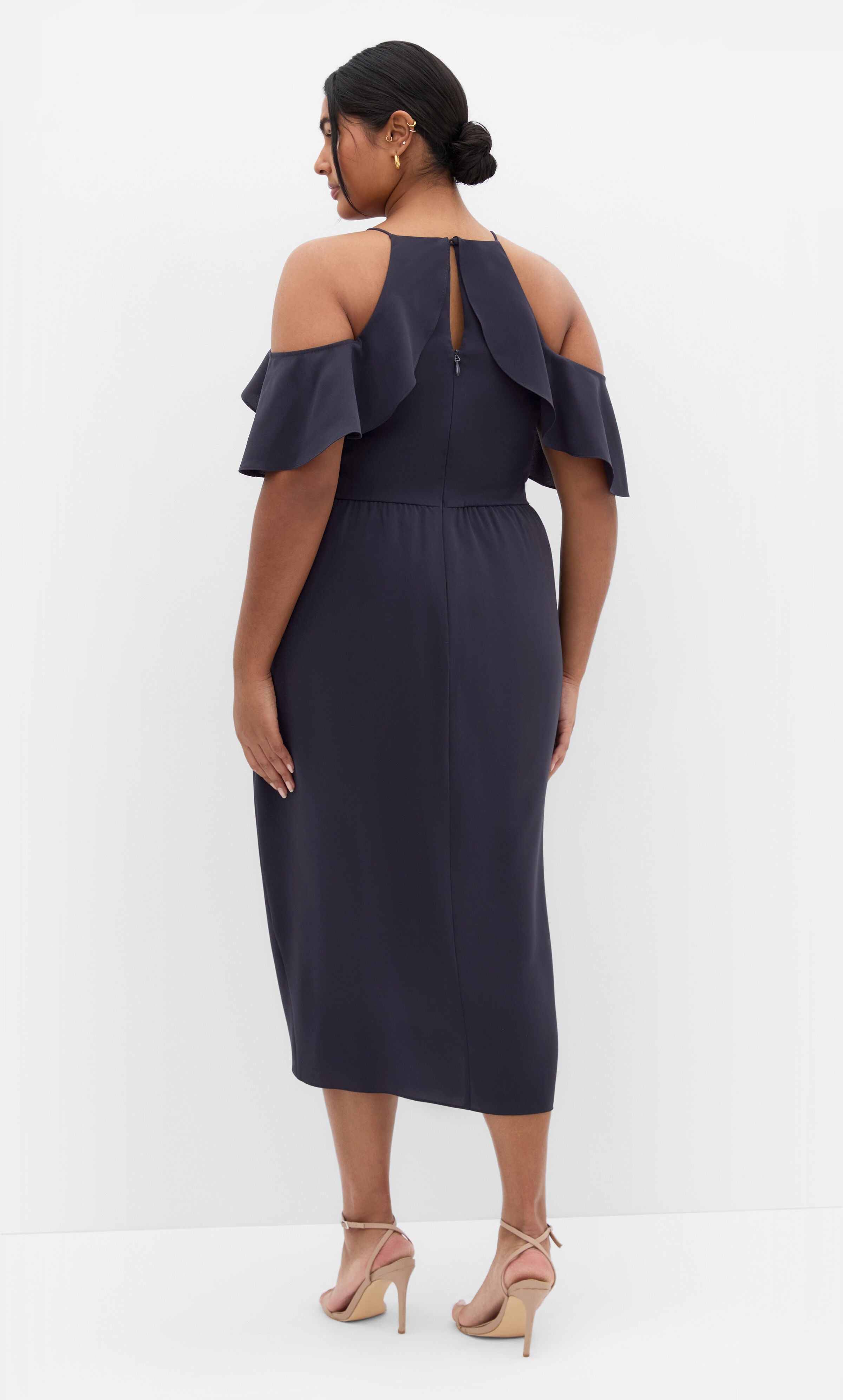 Love Siren Ruffle Shoulder Dress - navy, BLUE, alternate image number 2