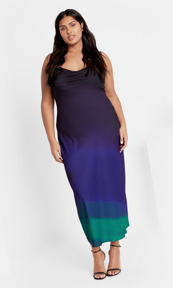Ombre Cowl Dress - peacock, HYPNOTISE, hi-res image number 0
