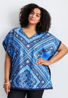 Crochet Trim Poncho Top