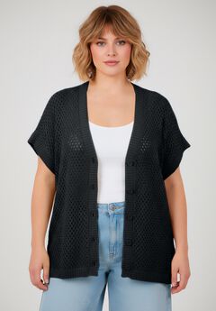 Short Sleeve Button Front Cardigan