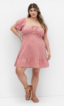 Cute Gingham Dress - red