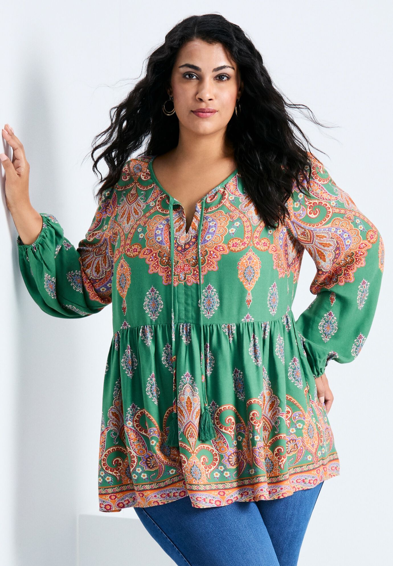 売れ筋商品|||キヨナ カットソー トップス レディース Plus Size Abby Twist Front Top French blue garden Plus Size Abby Twist Front Top - Kiyonna