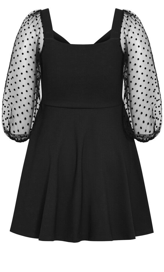Asher Spot Sleeve Dress - black, BLACK, alternate image number null