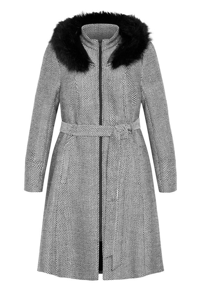 Mysterious Coat - black tweed, BLACK, alternate image number null