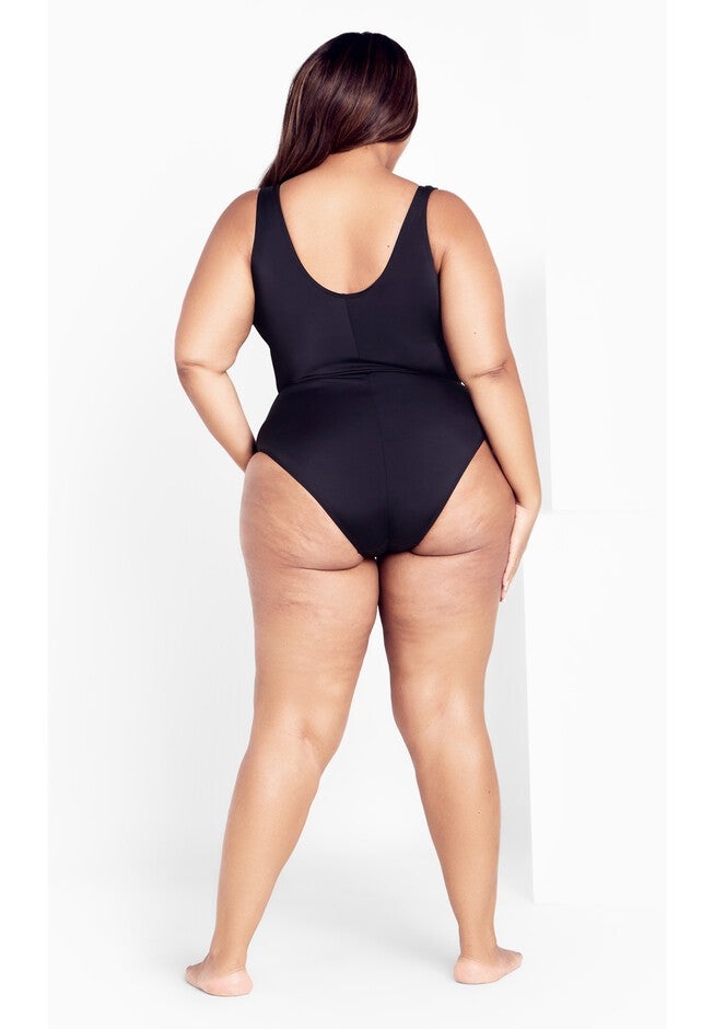 Lara Color Block 1-Piece Swimsuit, BLACK, alternate image number null