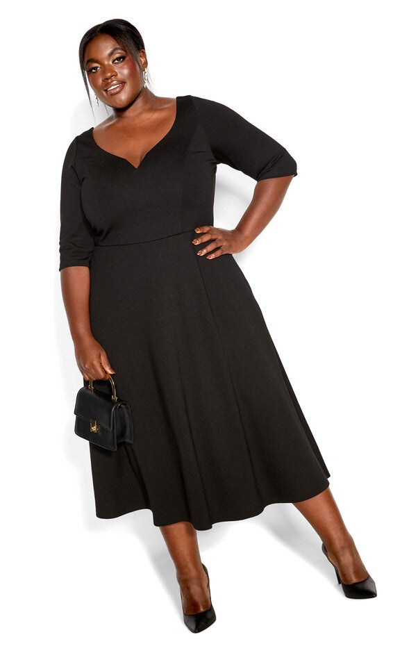 Cute Girl Elbow Sleeve Dress - black, BLACK, alternate image number 2