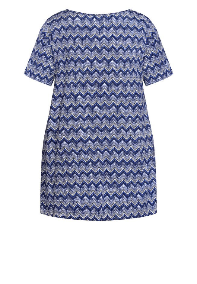 Liv Pleat Print Tunic, MARINE ZIG ZAG, alternate image number null