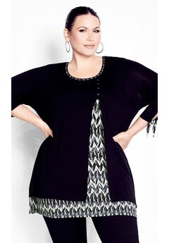 Plus Size Patterned Tunic Tops