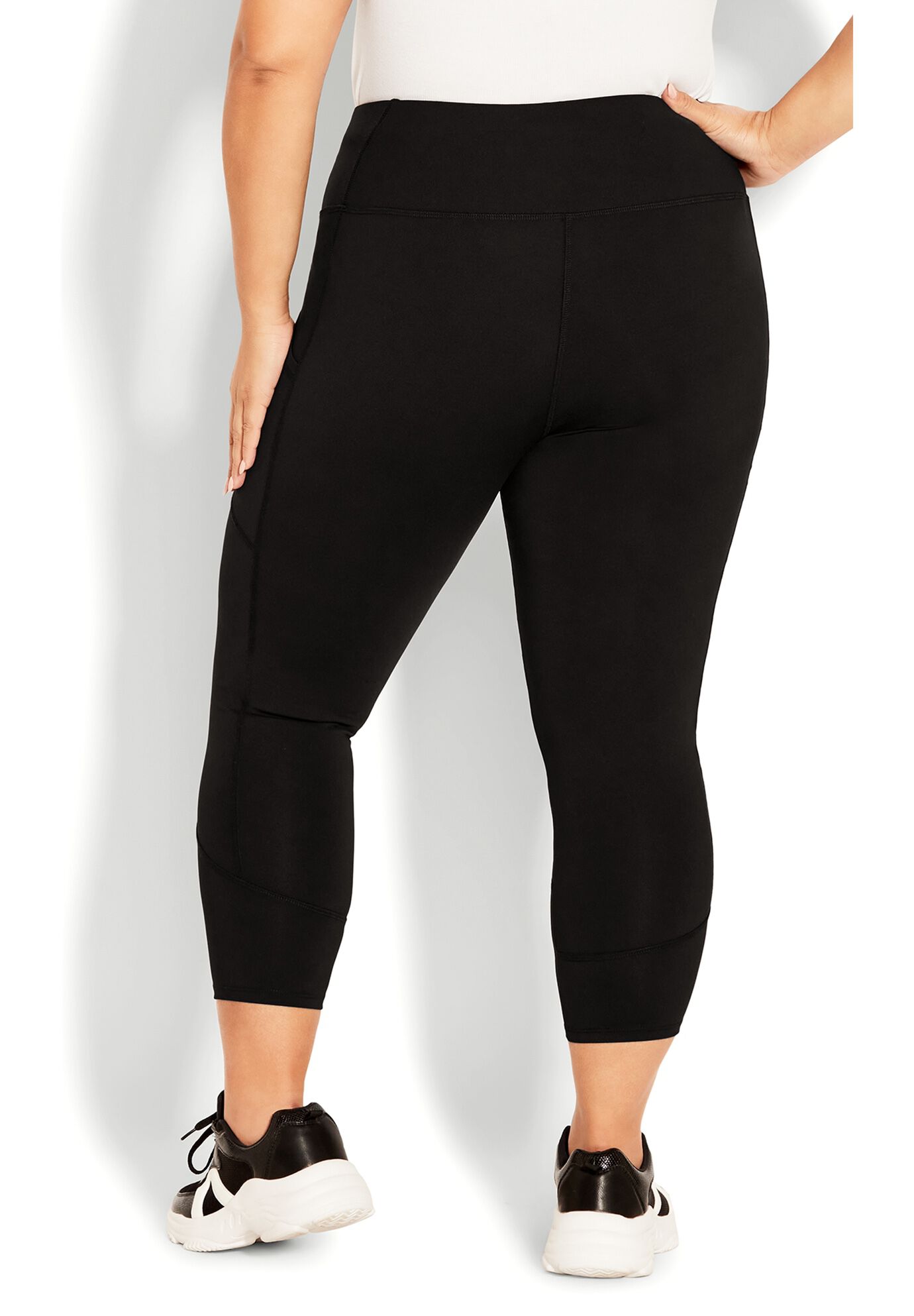 Pocket Capri Plain Legging, BLACK, alternate image number 6