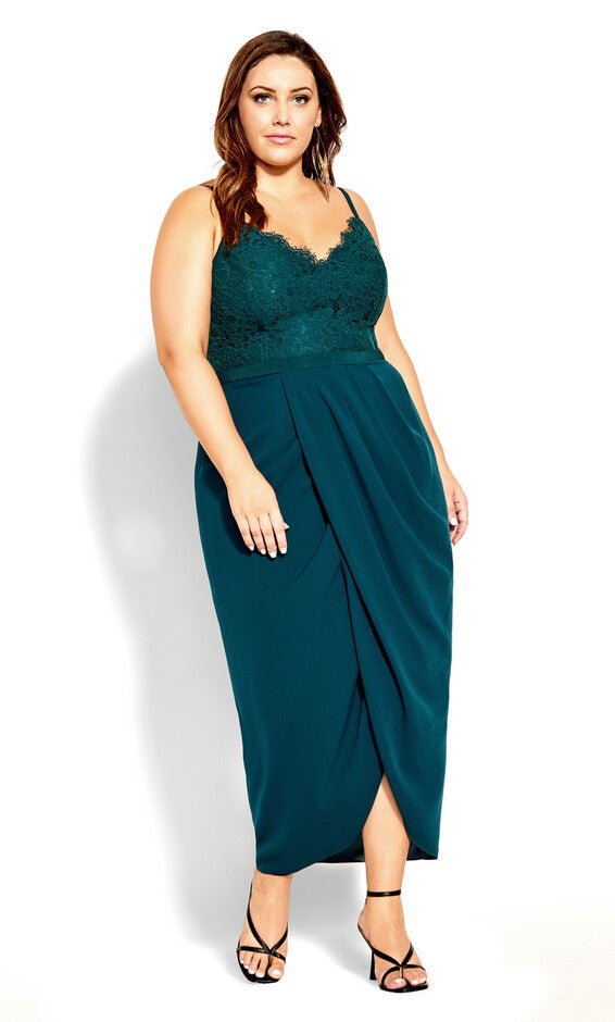 Lace Touch Dress - emerald, GREEN, hi-res image number 0