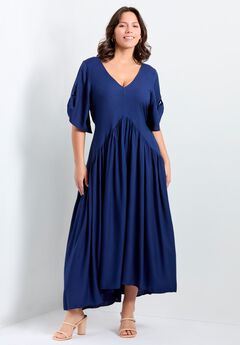Plus Size Navy Dress With Sleeves