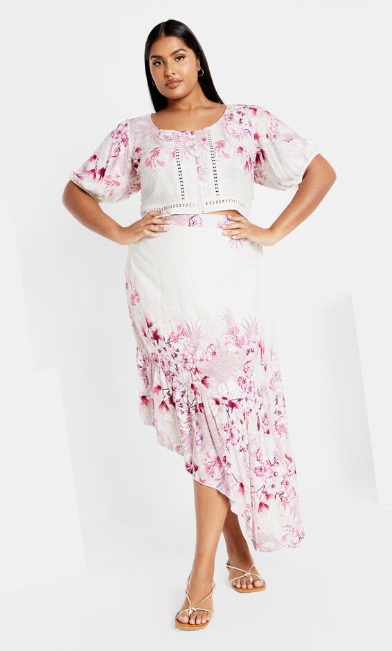 Isabella Border Skirt - sweet border, WHITE, alternate image number 1