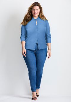 Plus Size Blue Cardigan