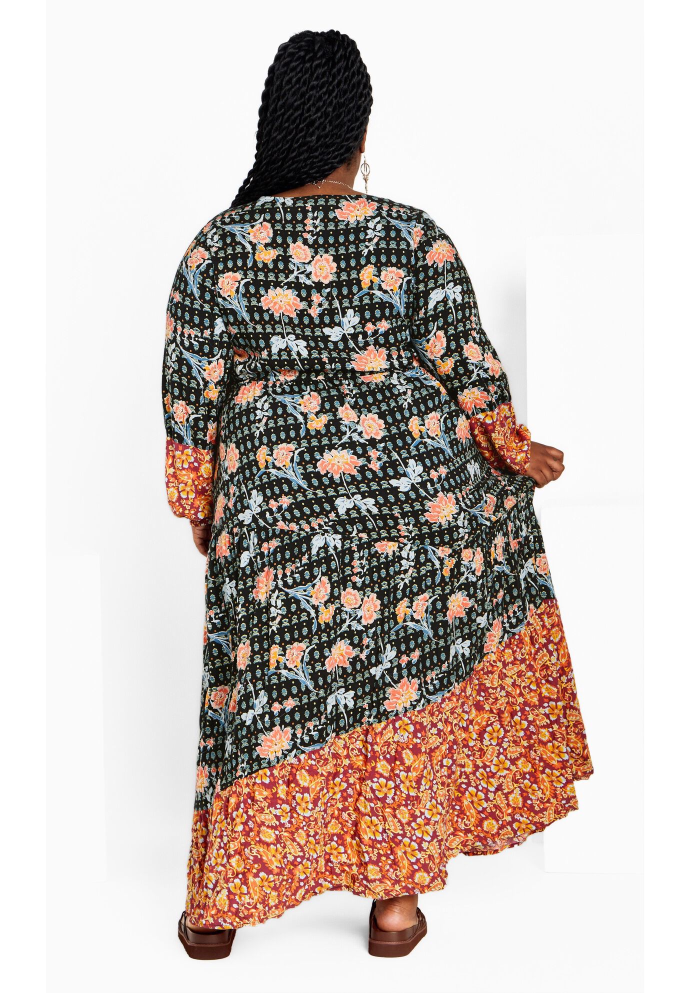 Cynthia Spliced Maxi Dress, BLACK COMBO, alternate image number 2