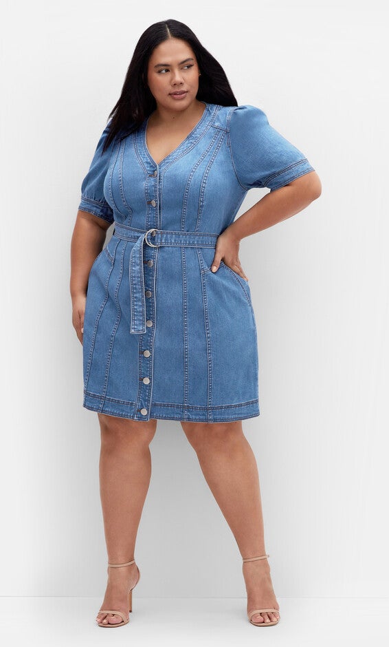 Tayla Dress - mid wash, BLUE, alternate image number 2
