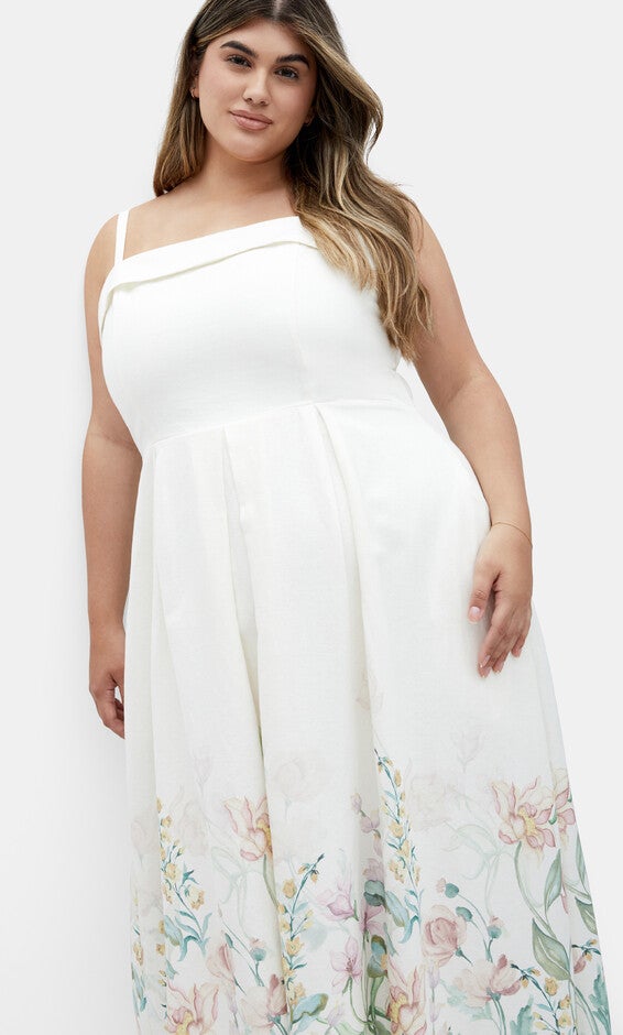 Love Fleur Linen Dress - ivory, CREAM, alternate image number 1