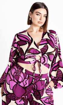 Fiesta Print Top - magenta