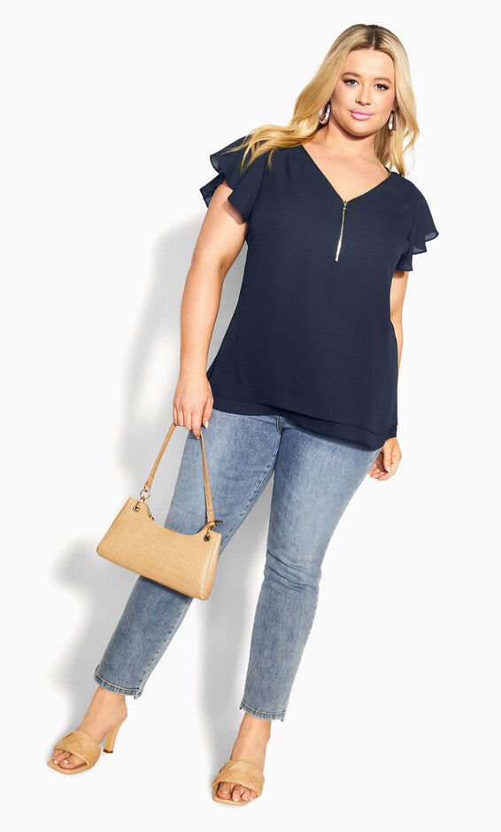 Zip Fling Top - navy, BLUE, alternate image number 3