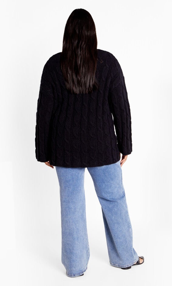 Iris Cable Sweater - black, BLACK, alternate image number null