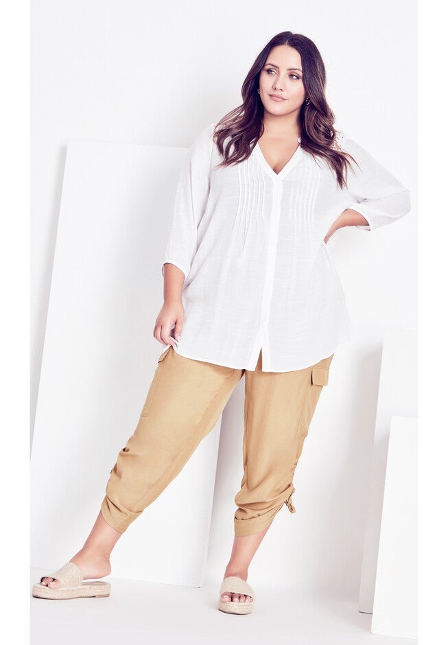 Shiloh Ruched Pant, STONE, hi-res image number null