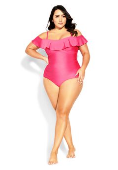 Ingrid Ruffle 1 Piece - fuchsia pink