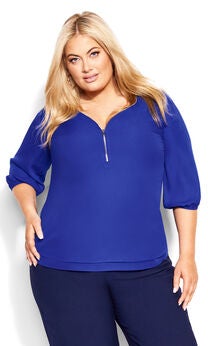 Sexy Fling Elbow Sleeve Top - ultra blue