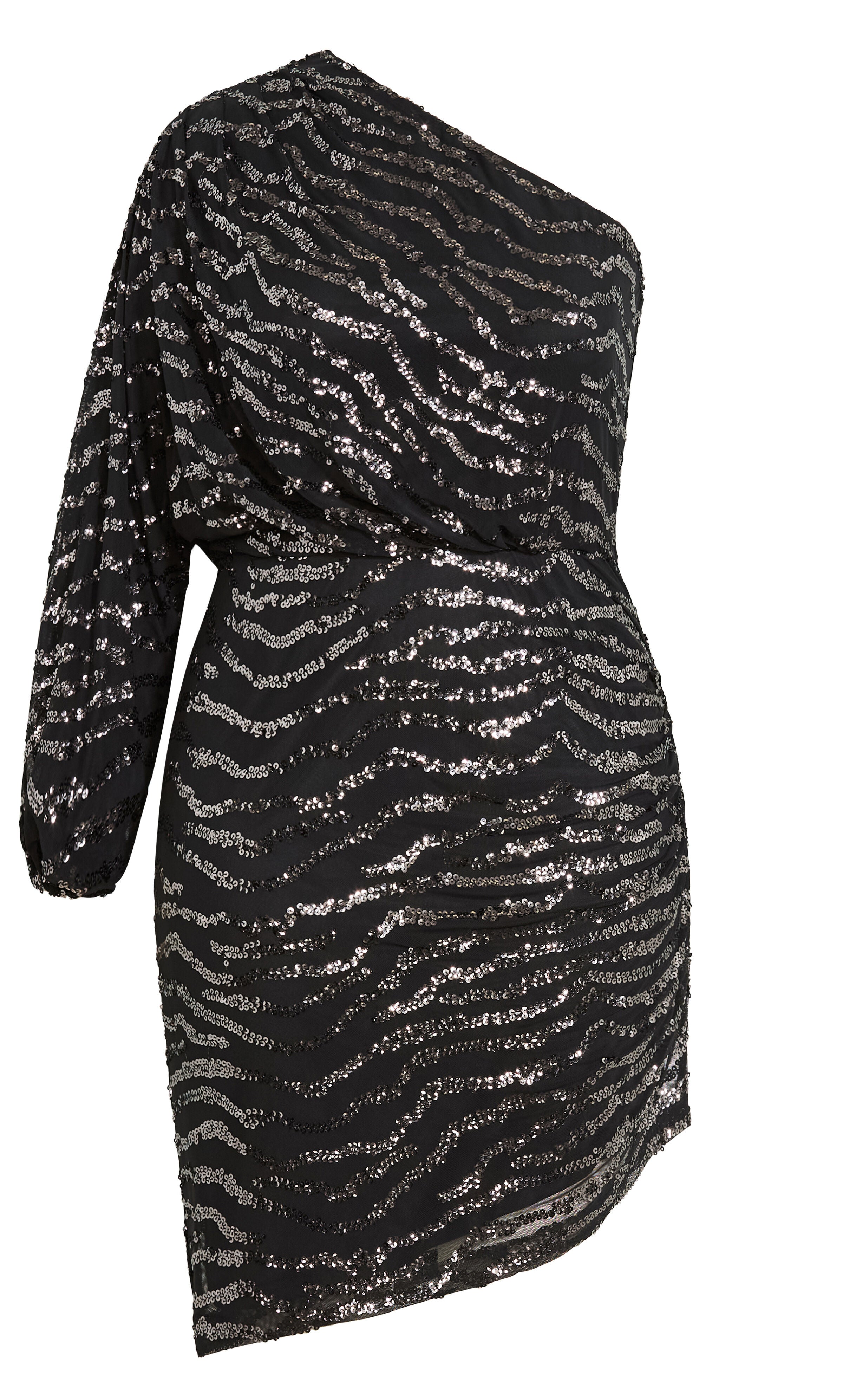 Sequin Stripe Dress, GRAY, alternate image number 3