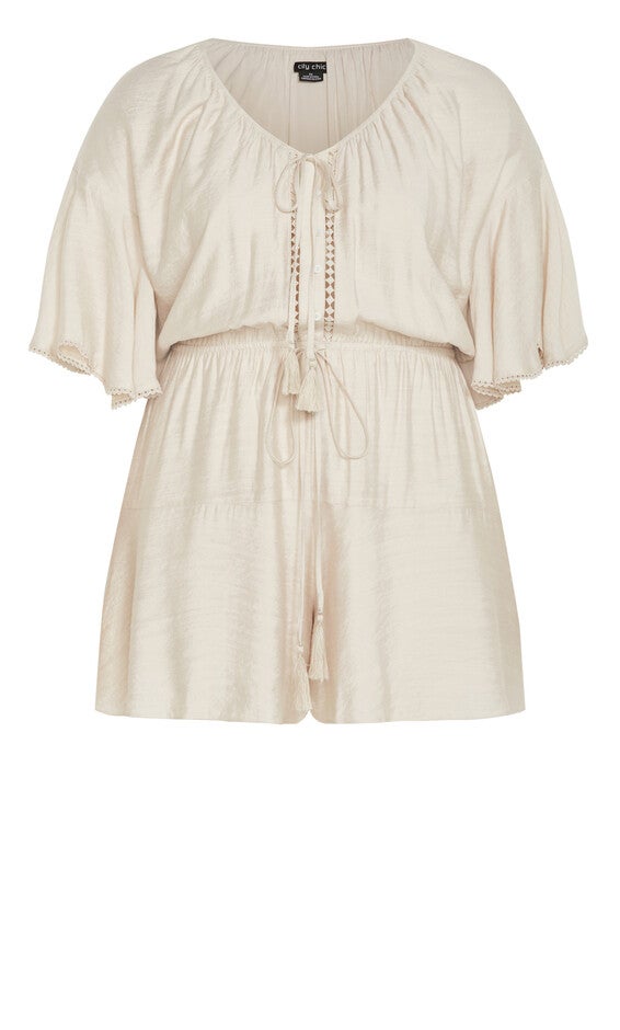Harlow Lace Playsuit - oat, BEIGE, alternate image number 4