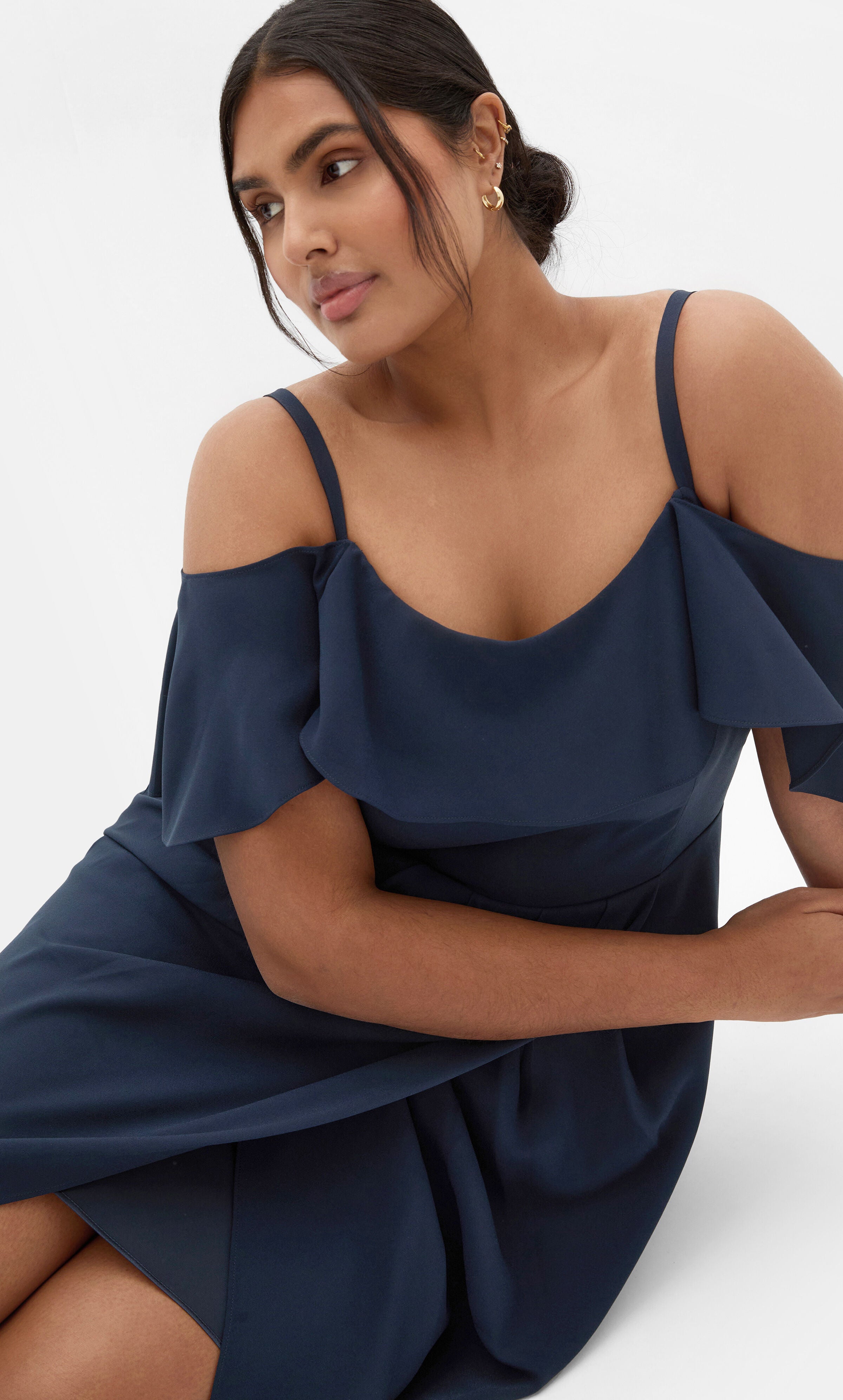 Flirtation Drape Midi Dress - navy, BLUE, alternate image number 1