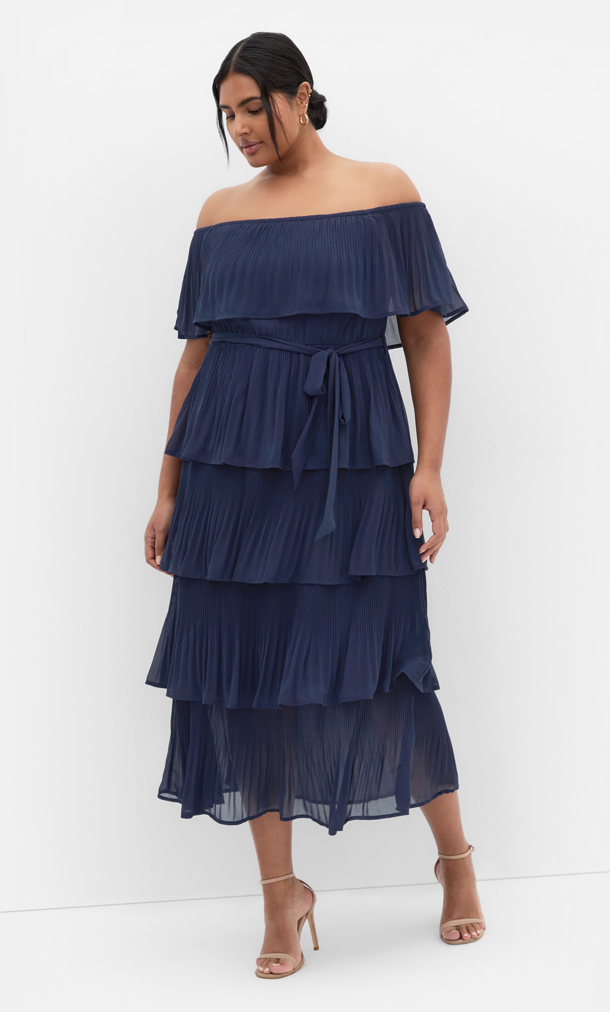 Night Garden Tier Midi Dress, BLUE, hi-res image number 0