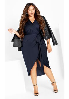 Opulent Elbow Sleeve Dress - navy