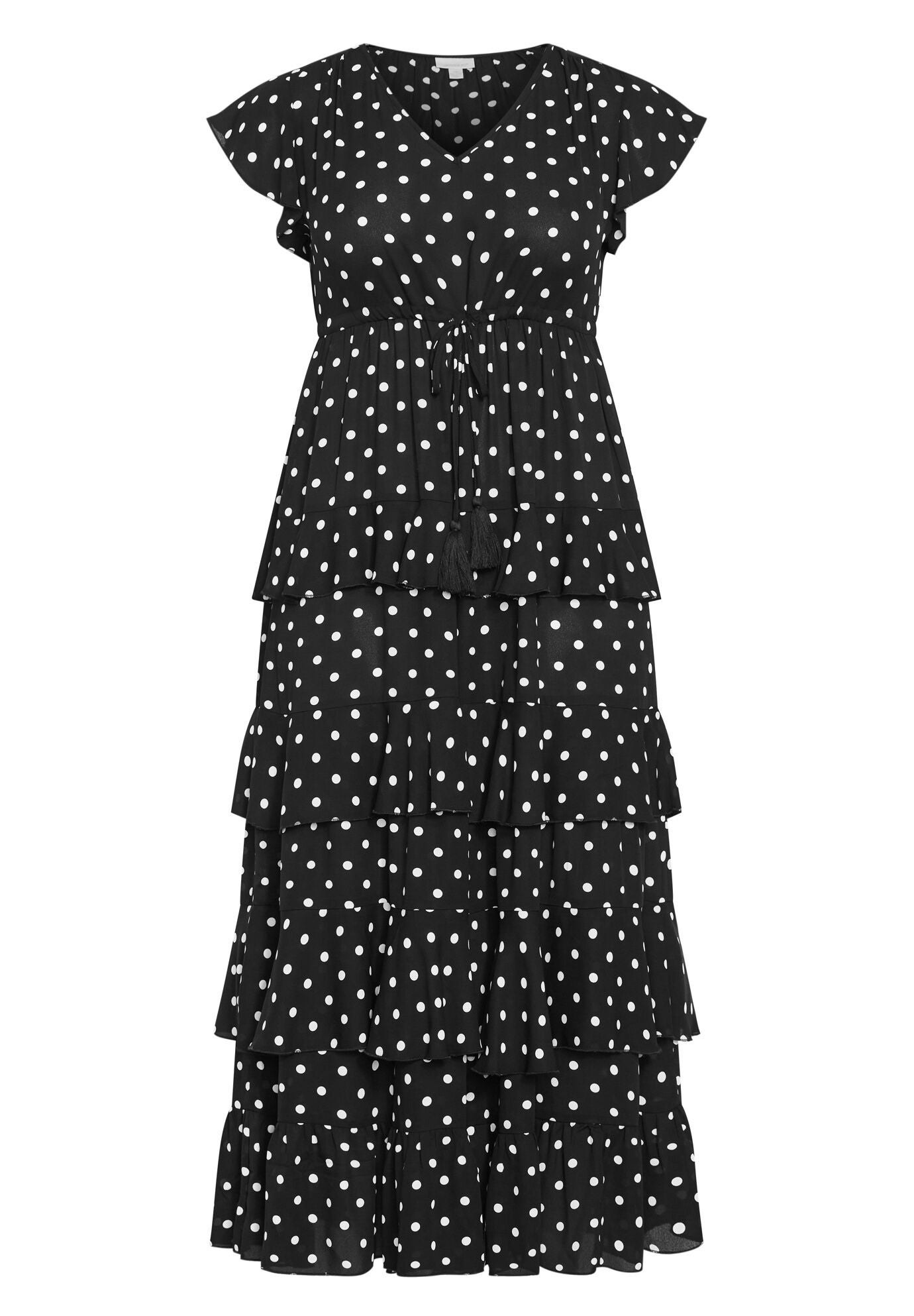 Serena Maxi Dress, BLACK WHITE SPOT, alternate image number 2