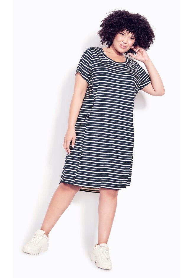 Hello Sun Str Dress, STRIPE NAVY, hi-res image number 0