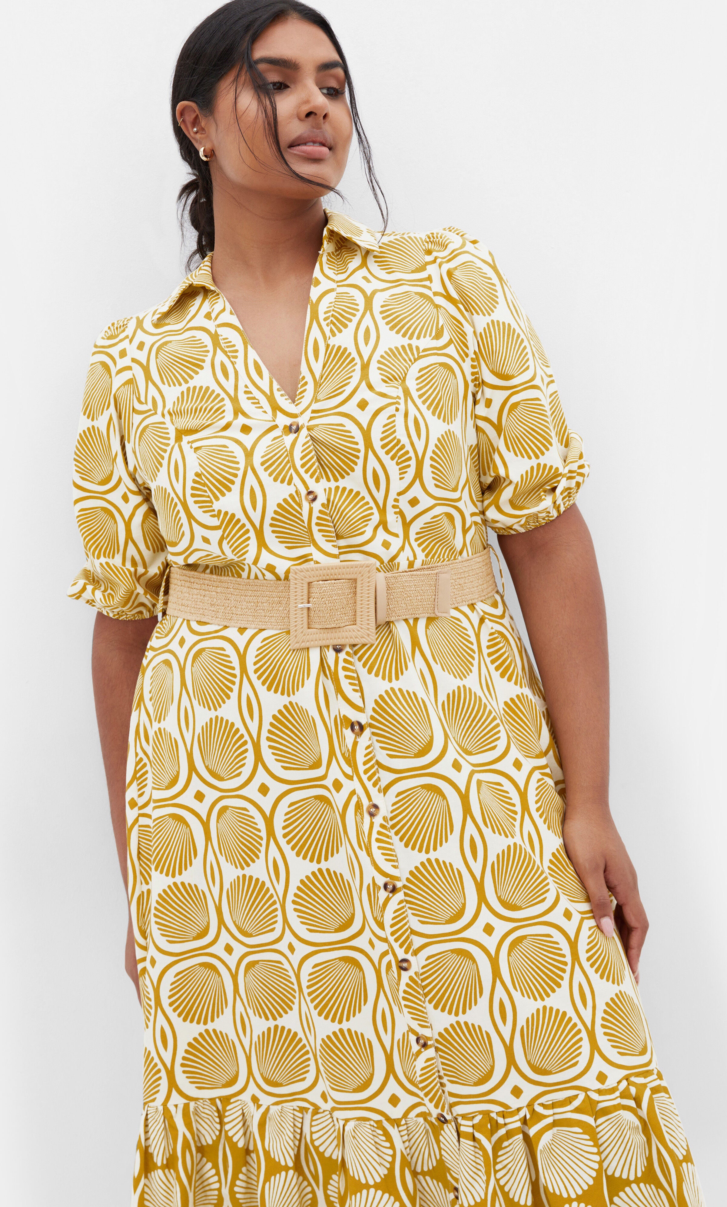 Anna Seashell Dress - print, YELLOW, alternate image number 1