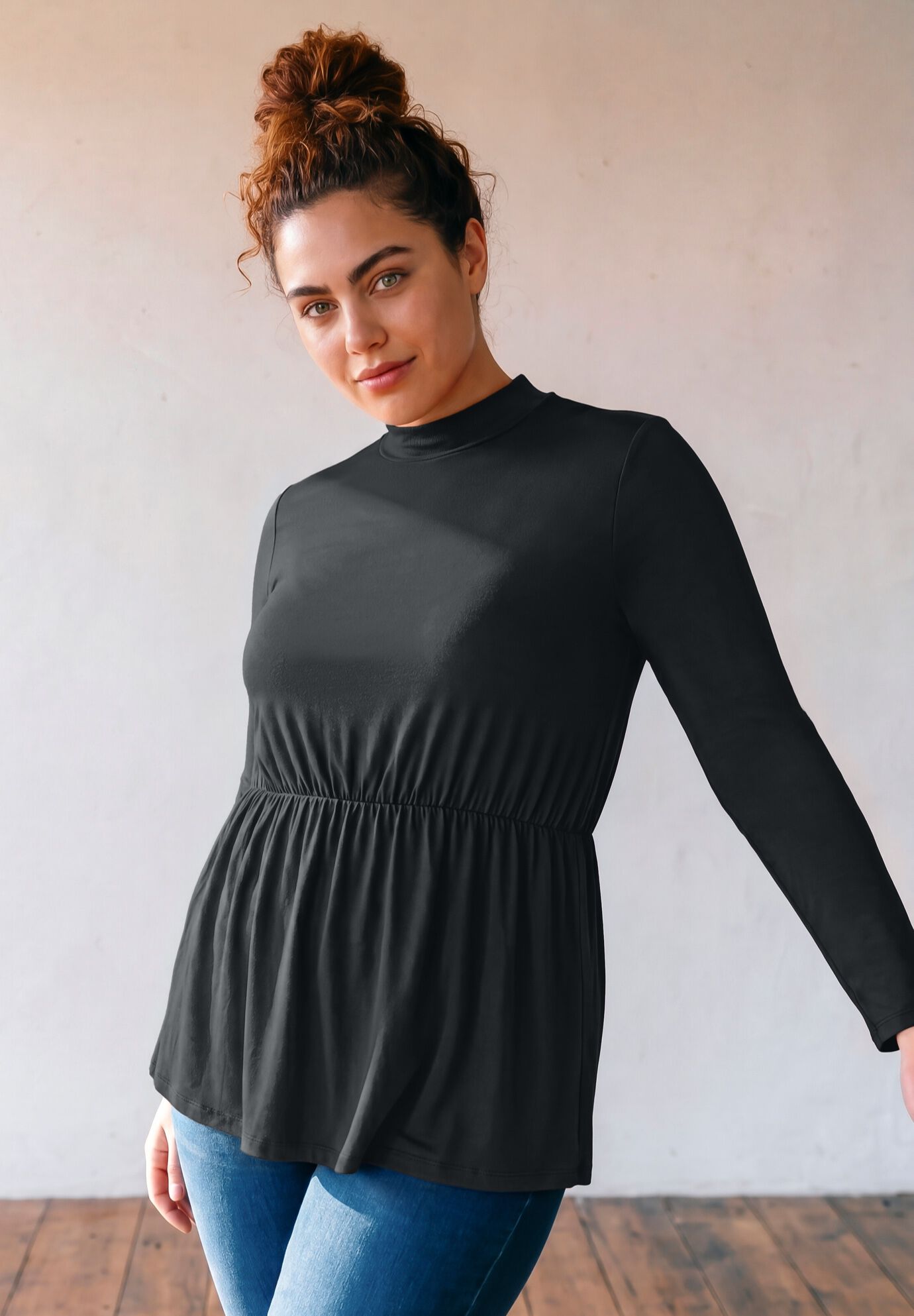 Flowly Peplum Top, BLACK, on-hover image number 1