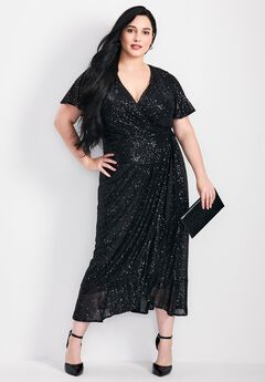 Nina Sequin Wrap Dress