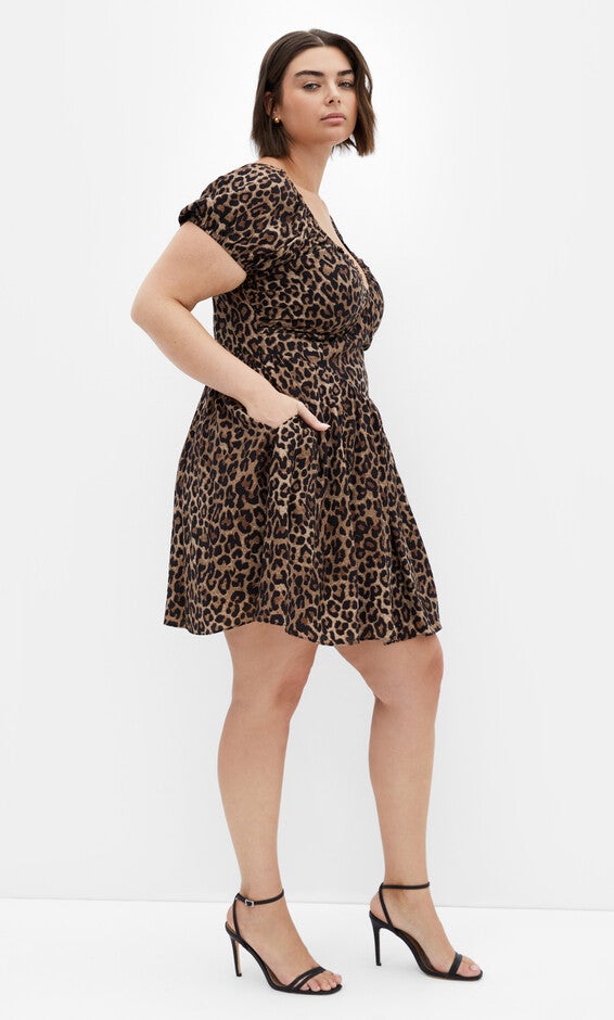 Shae Print Dress - leopard, BROWN, alternate image number null