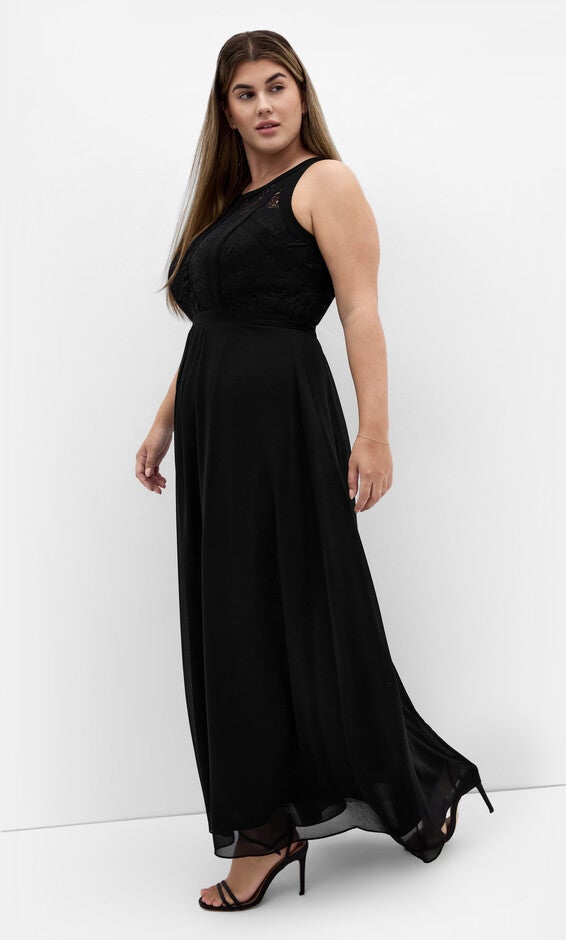 Panelled Bodice Maxi Dress - black, BLACK, alternate image number 2