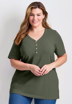 Short Sleeve Henley Tunic