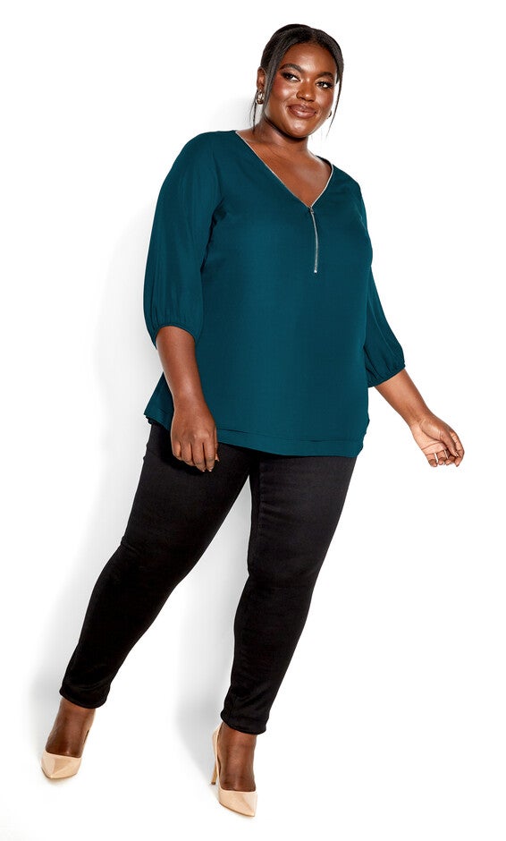 Sexy Fling Elbow Sleeve Top - jade, GREEN, alternate image number 4