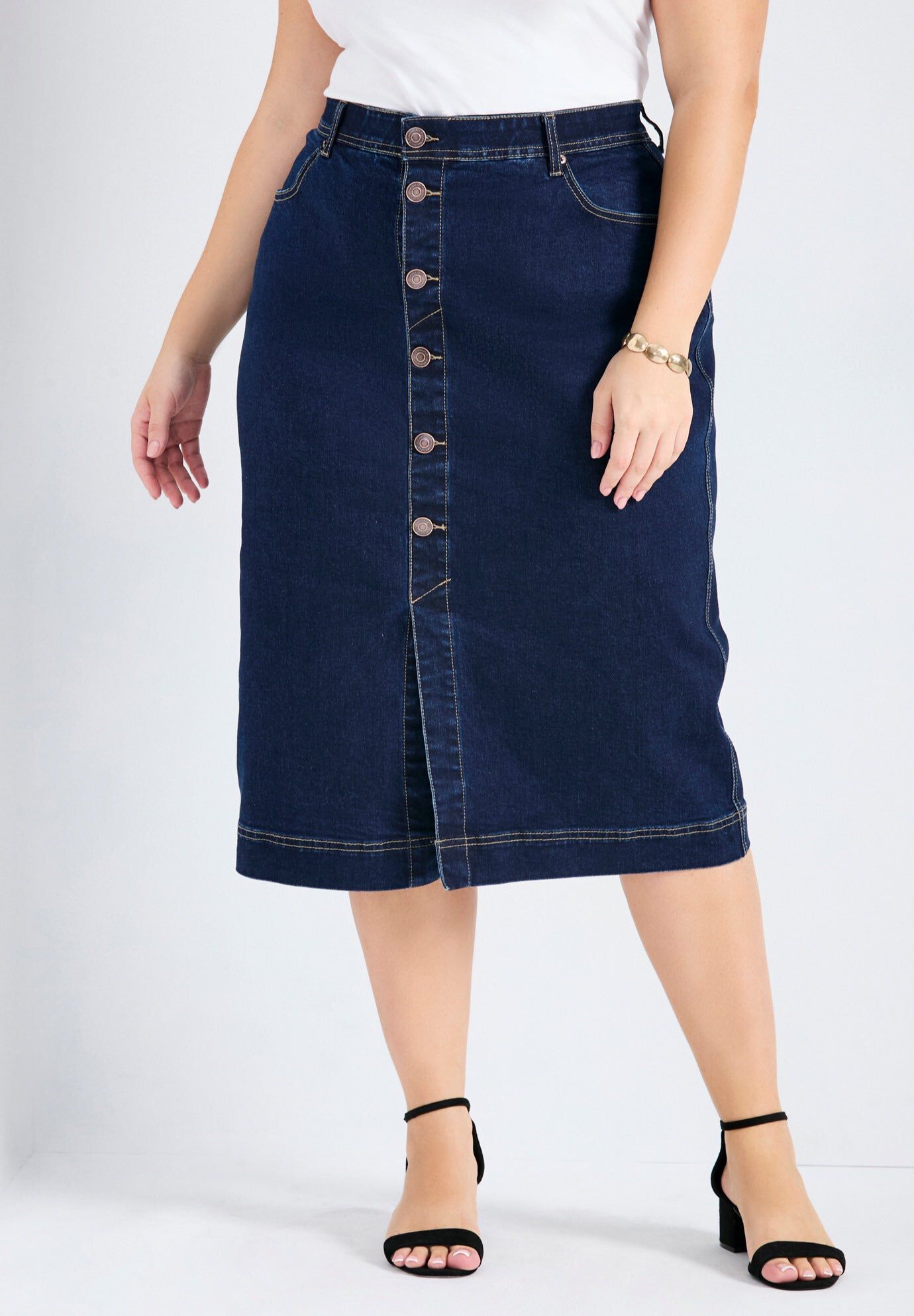 Billy Denim Skirt, DARK WASH, hi-res image number 0