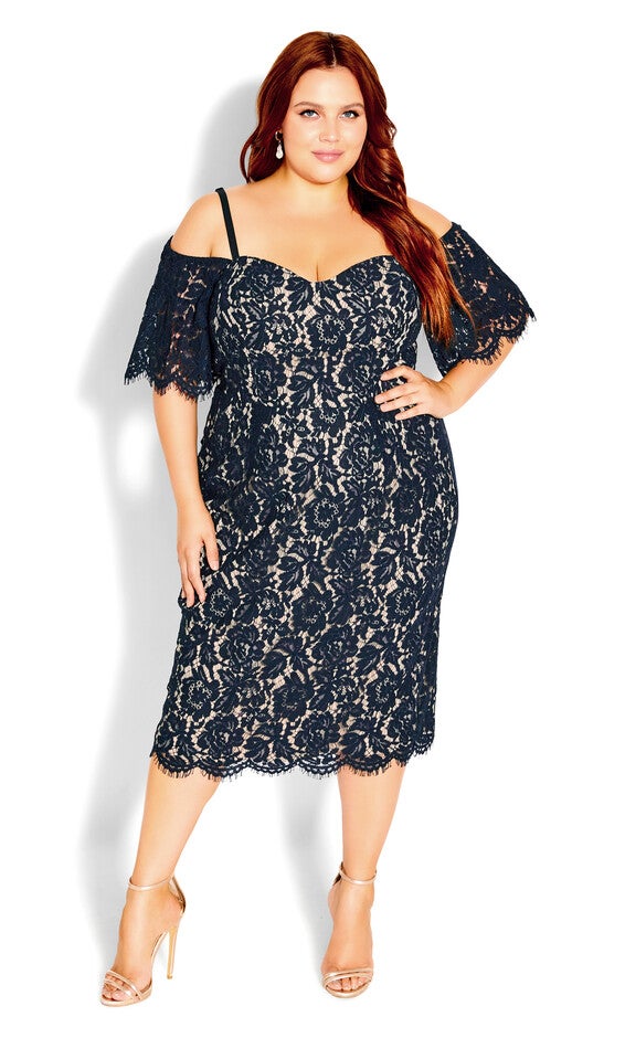 Lace Whisper Dress - navy, BLUE, hi-res image number null