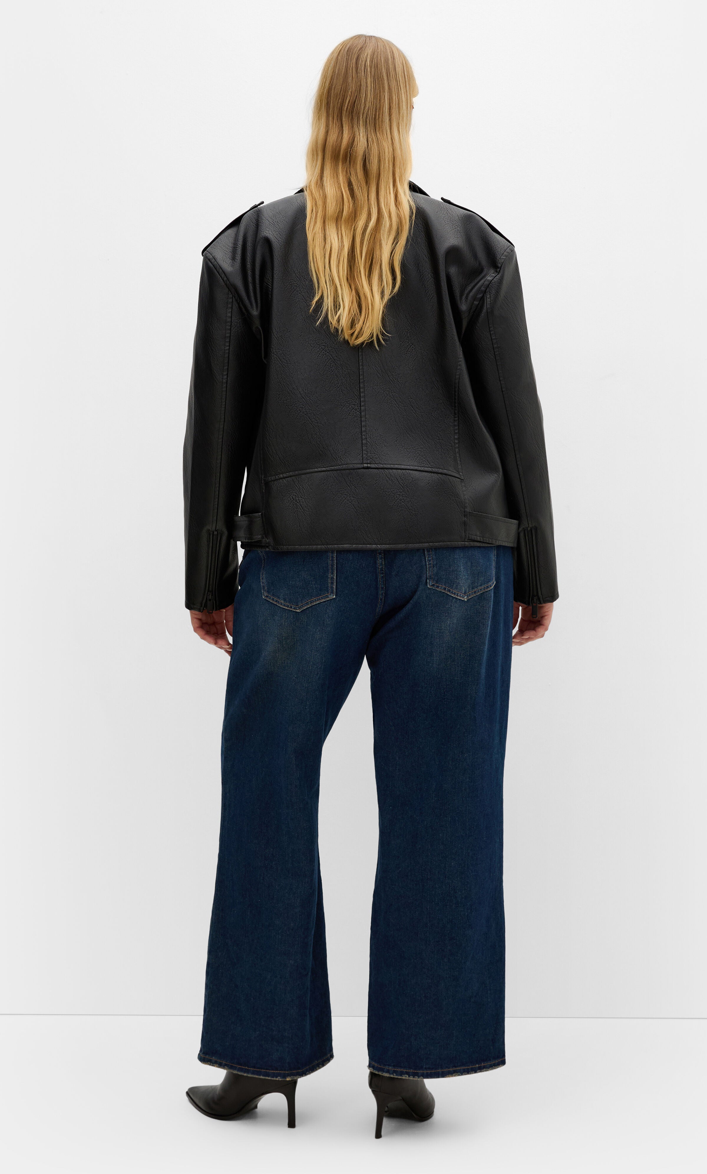 Julie Faux Leather Biker Jacket - black, BLACK, alternate image number 2