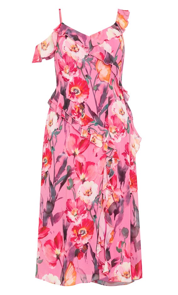Ruffle Love Print Maxi Dress - rose, LOVERS, alternate image number null