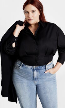 Classic Crop Shirt - black