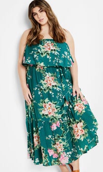 Pia Print Maxi Dress - jade