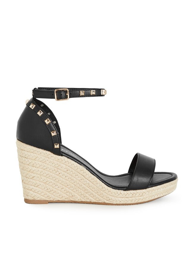 Electric Gold Stud Hardware Wedge - black, BLACK, on-hover image number 1
