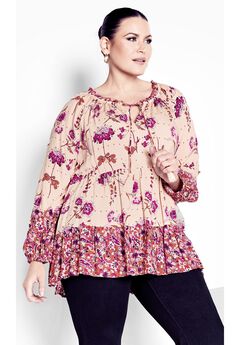 Imari Empire Waist Spliced Top